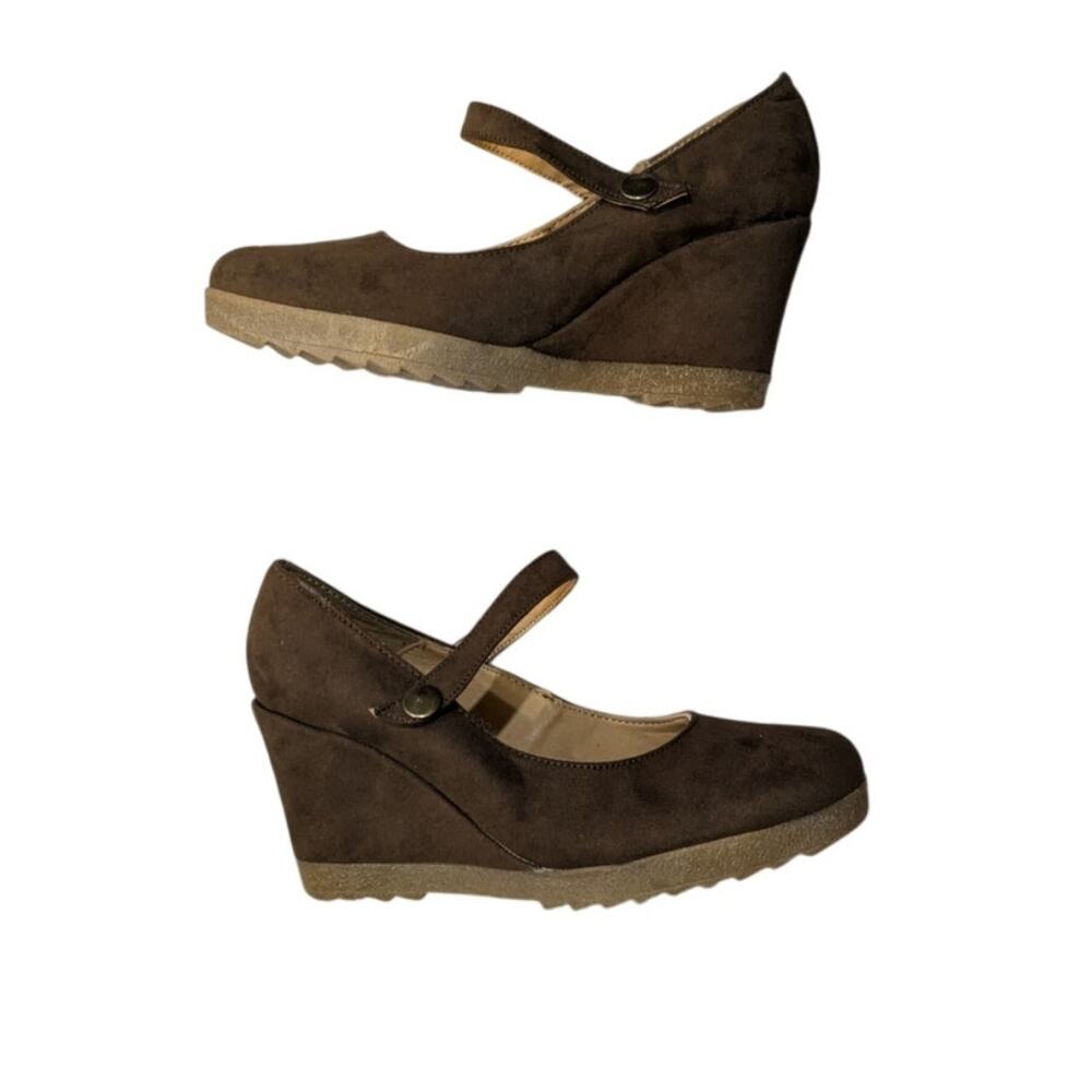 Nwob Vittorio D' Firenze Wedge Mary Jane Brown Size 8